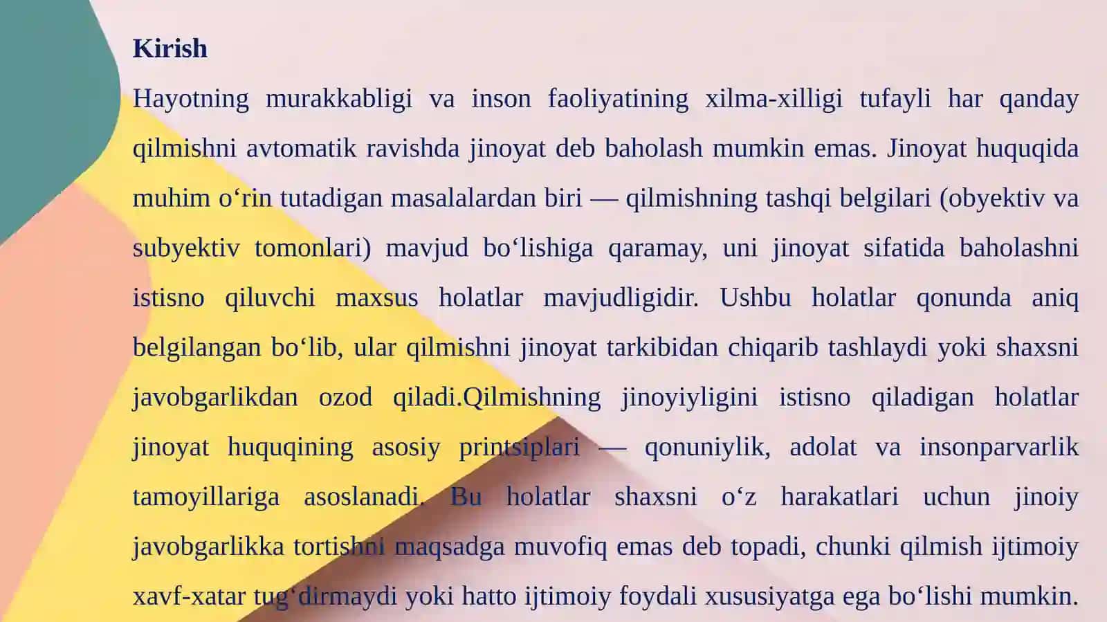 Qilmishning jinoyiyligini istisnoqiladigan holatlar 3