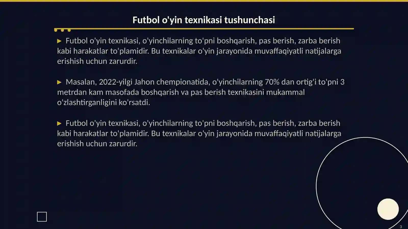 Futbol oʻyin texnikasi va taktikasi 3