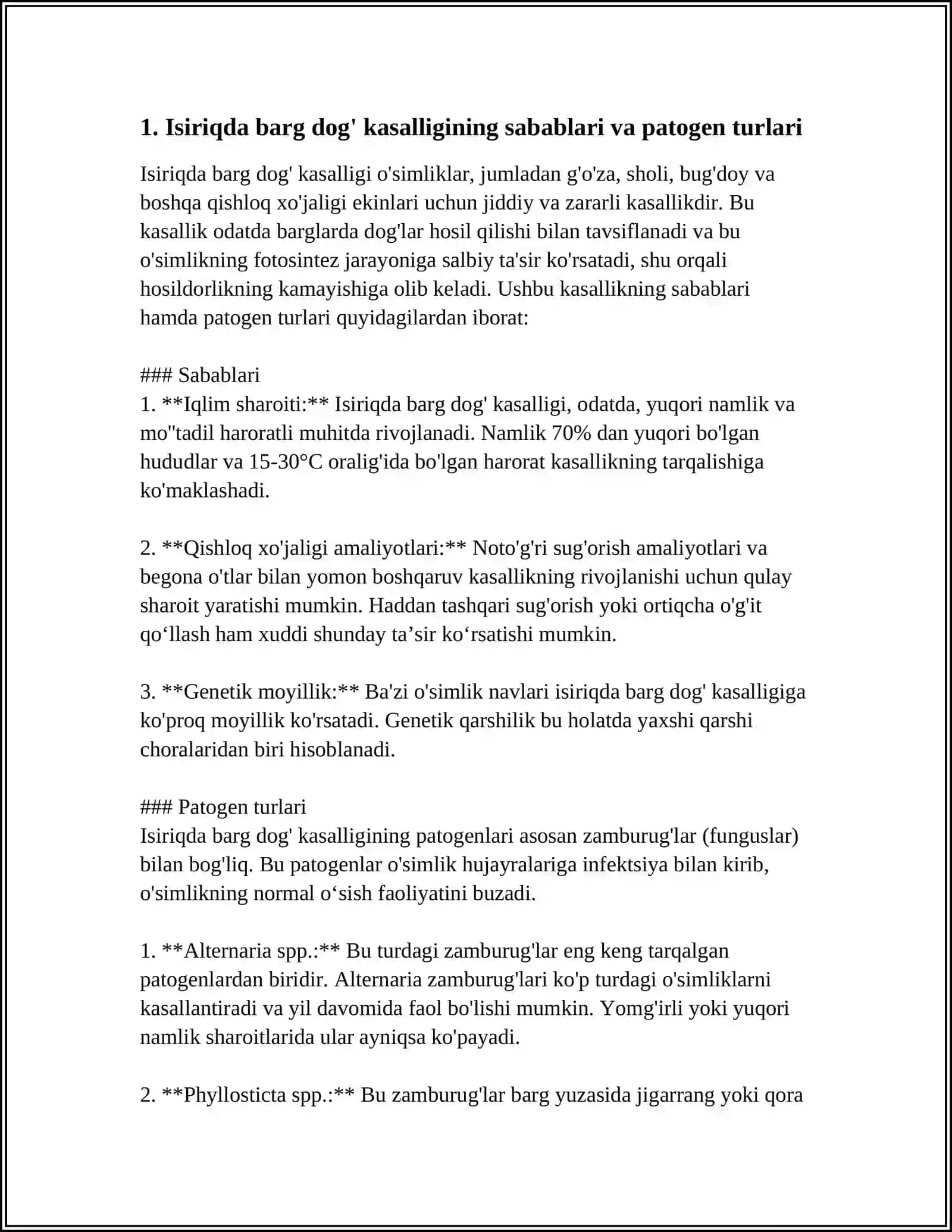 ISIRIQ (PERGANUM HARMALA) O'SIMLIGIDA BARG DOG' KASALLIGINI ANIQLASH VA PROFILAKTIK CHORALARI 3