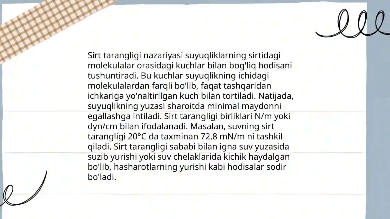 Sirt tarangligini aniqlash usullari: Stalagmometr va Nuay usuli 3