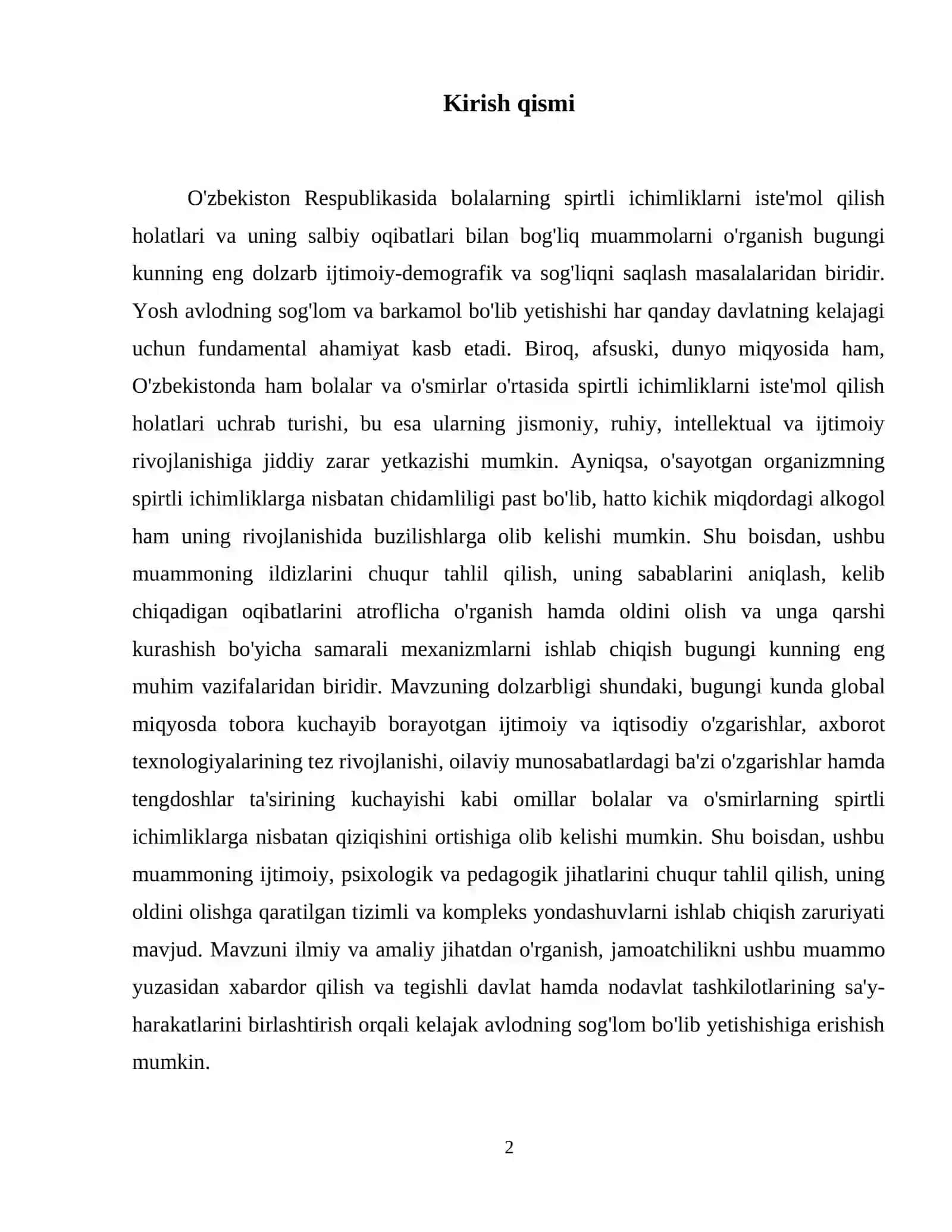 MAVZU: Bolalarning spirtli ichimliklarni ichishining sabab va oqibatlari. 3