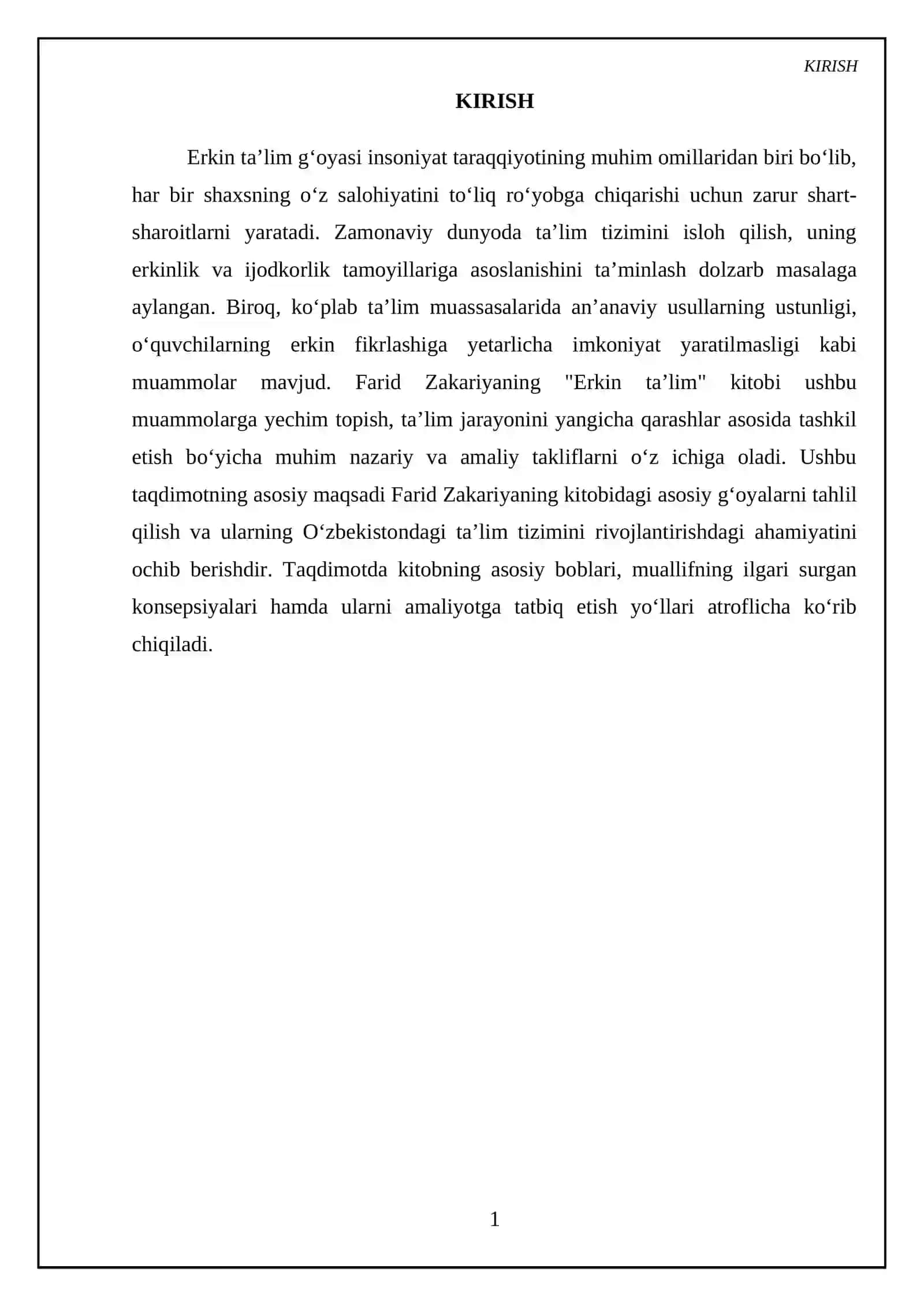 Erkin taʼlim ximoyasida Farid Zakariyaning kitobini 15 betlik slayd 3