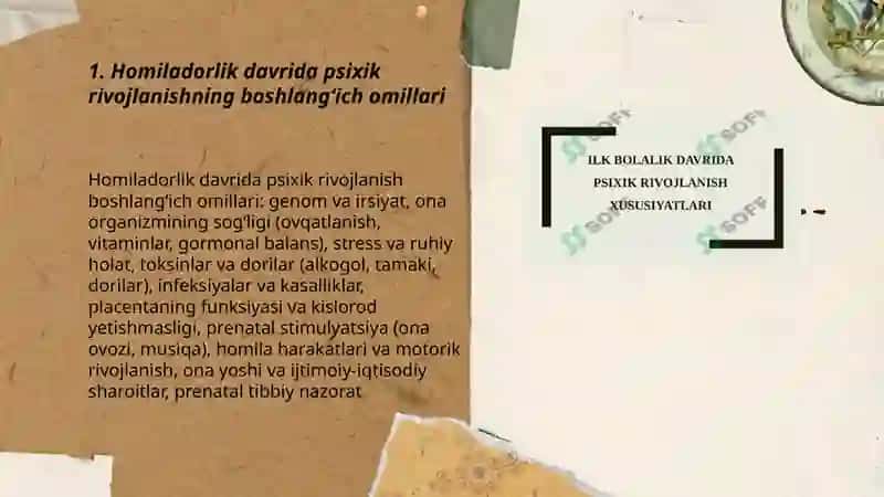 Ontogeneznig ilk bosqichlarida insonning psixik rivojlanishiga xos xususiyatlari 3