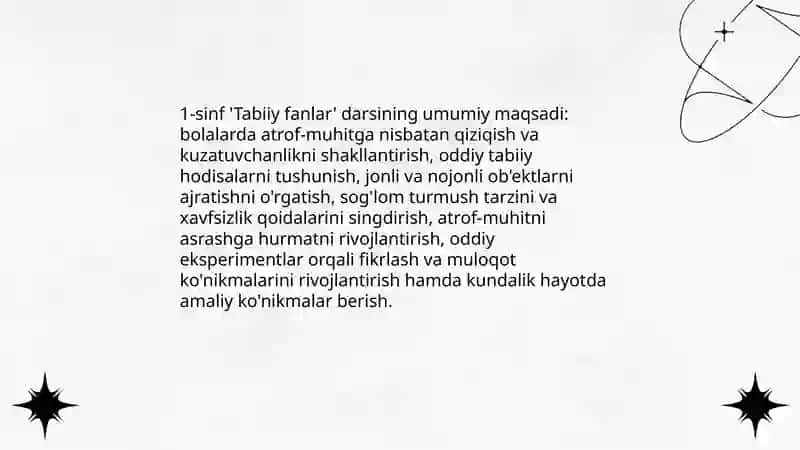 1-sinf "Tabiiy fanlar" fanining maqsad va vazifalari 3