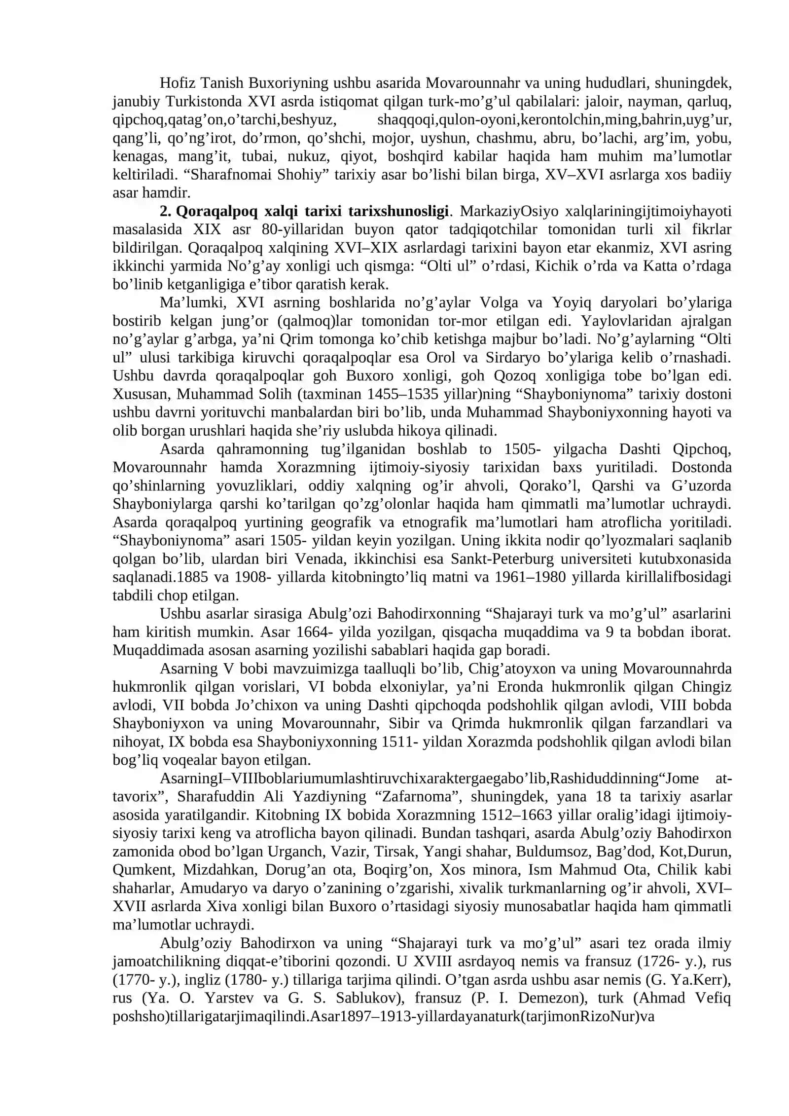 XVI–XIX ASRNING BIRINCHI YARMIDA O’RTA OSIYO XONLIKLARI TARIXSHUNOSLIGI 3