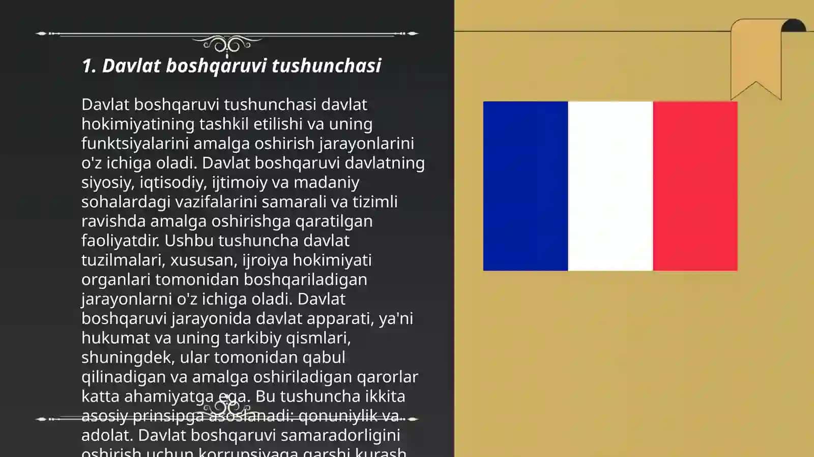 Davlat boshqaruvini ma'muriy huquqiy tartibga solish tushunchasi va xususiyatlari - Prokurorlik faoliyati -P1-guruh 3