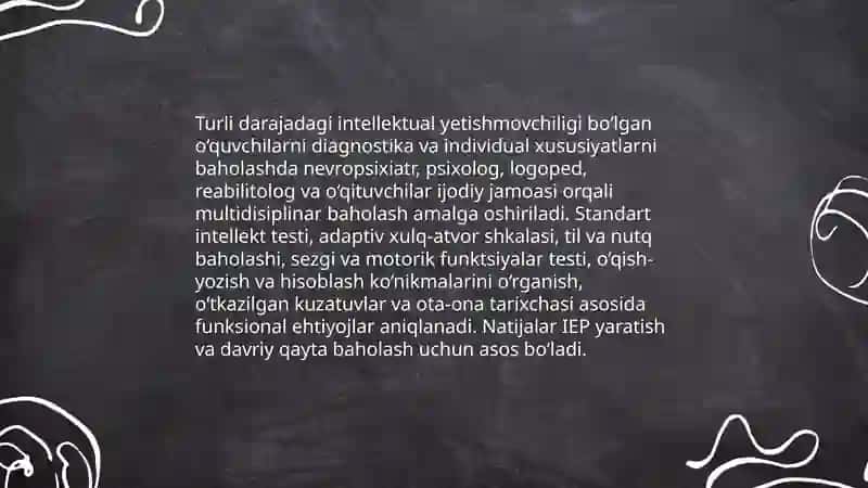 Turli darajadagi intellektual yetishmovchiligi bo‘lgan bolalar uchun inklyuziv ta’lim strategiyalari va ularni amalga oshirish shart-sharoitlari. Autistik spektr buzilishlariga ega bolalar uchun inklyuziv ta’lim strategiyalari va ularni amalga oshirish shart-sharoitlari. 3