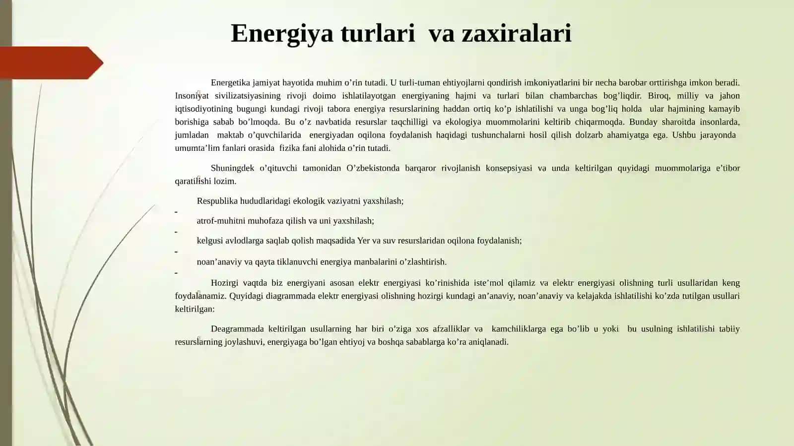 MUHAMMAD AL-XORAZMIY NOMIDAGI TOSHKENT AXBOROT TEXNOLOGIYALAR VA RAQAMLI TEXNOLOGIYALAR VAZIRLIGI SHARIFOV DILSHODNING EKOLOGIYA FANIDAN TAYYORLAGAN TAQDIMOTI 3