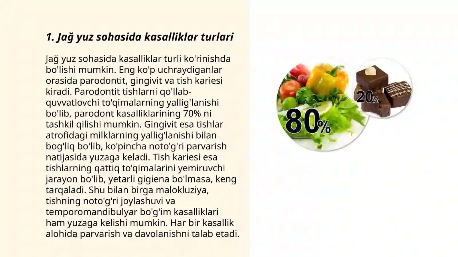 Oziqani qabul qilish normal shartlarni buzilishida kuzatiladigan jağ yuz sohasida kasalliklari bôlgan bemorlarni oziqlanishi va oziqa ratsionini ôziga xosligi 3