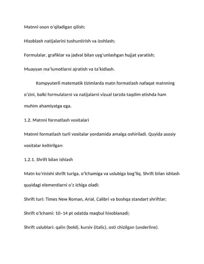Matnni formatlash vositalari 3