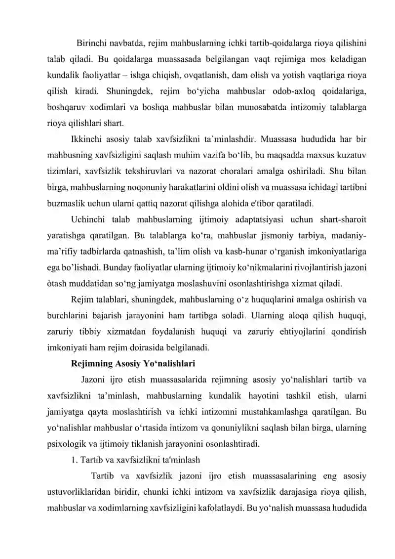 Jazoni Ijro Etish Muassasasidagi Rejimi 3