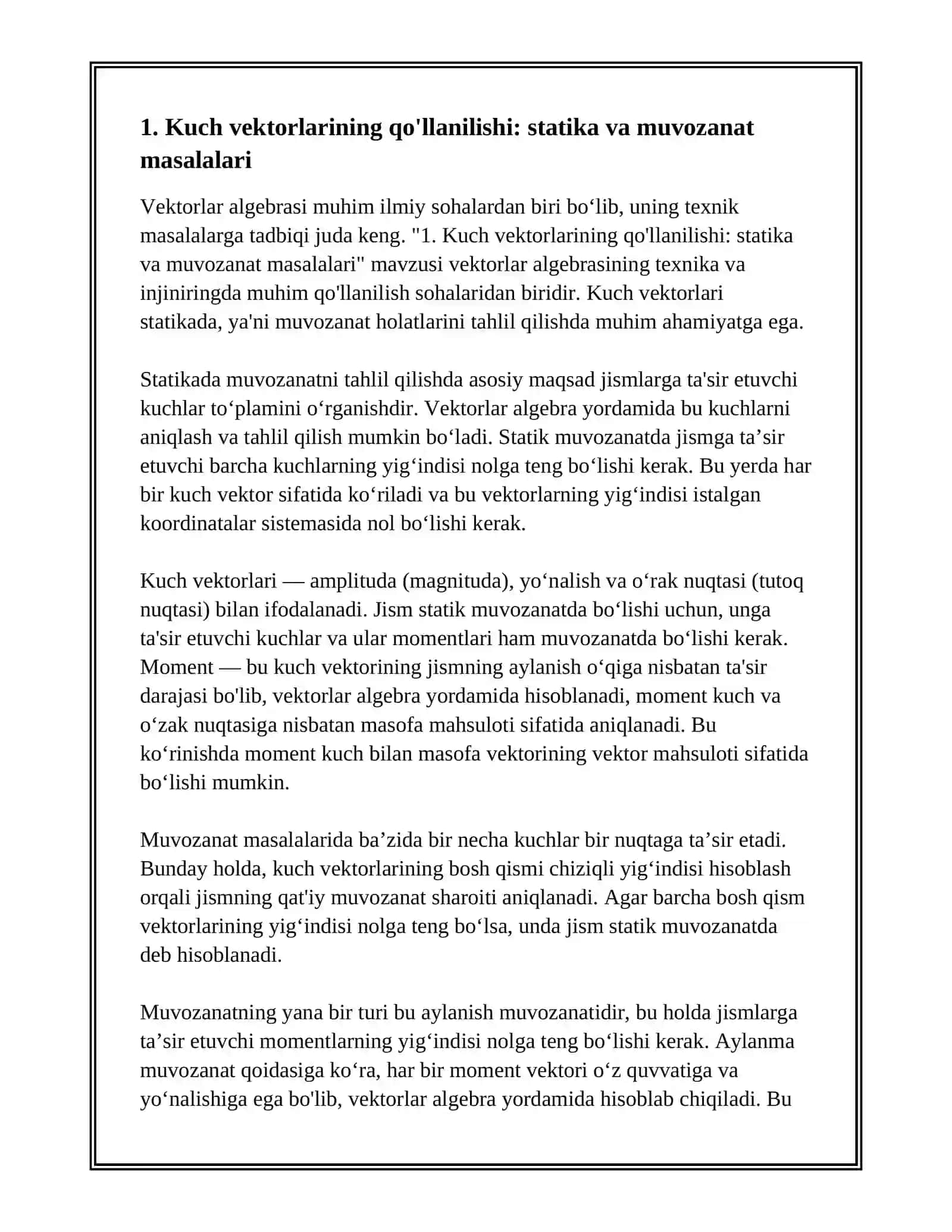 VEKTORLAR ALGEBRASINING TEXNIK MASALALARGA TADBIQI 3