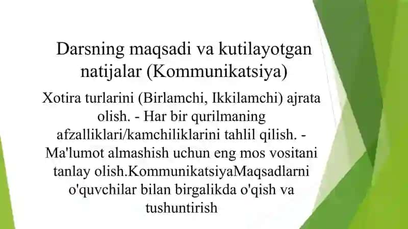 XOTIRA QURILMALARI VA MA’LUMOT ALMASHISH VOSITALARI 3