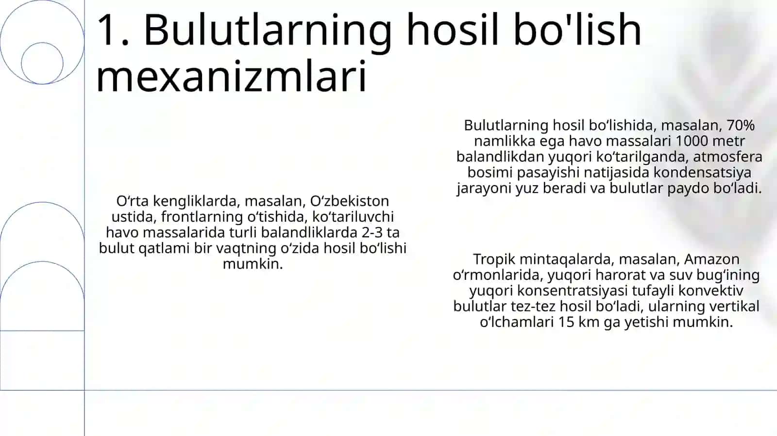Bulutlar shaklini aniqlash va yoʻnalish tartibi. Bulutlar balandligini aniqlash. Bulutlar Atlasi 3