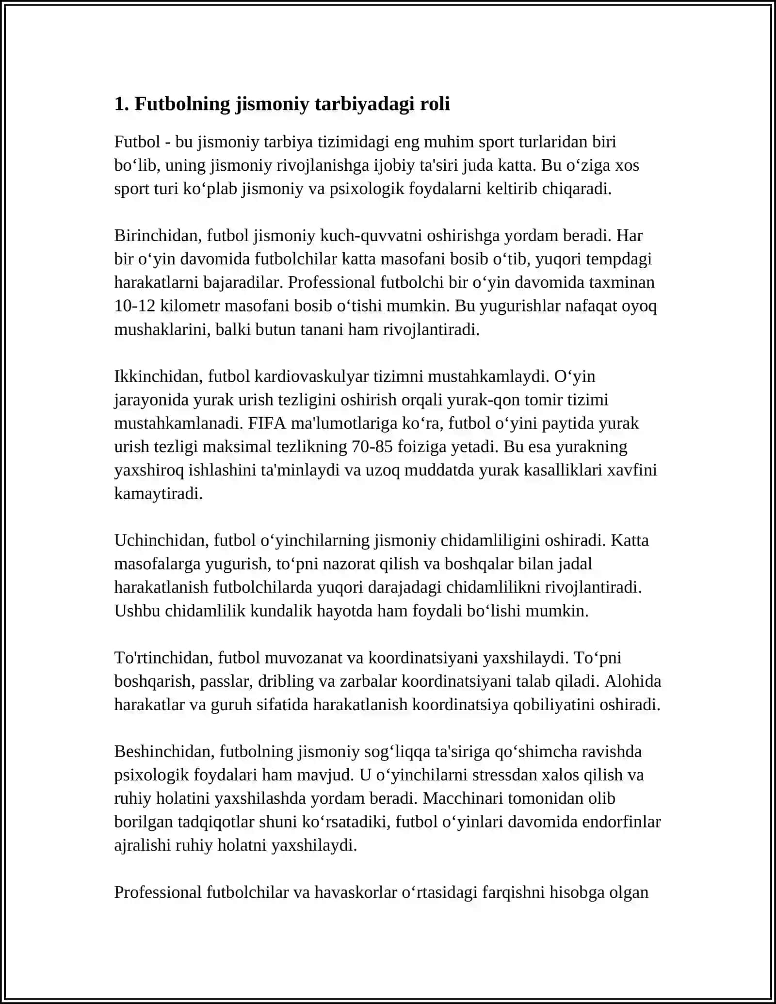 Jismoniy tarbiya fanidan, futbol bo'yicha to'liq malumotlar va O'zbek futbolining futboldagi ahamiyati 3