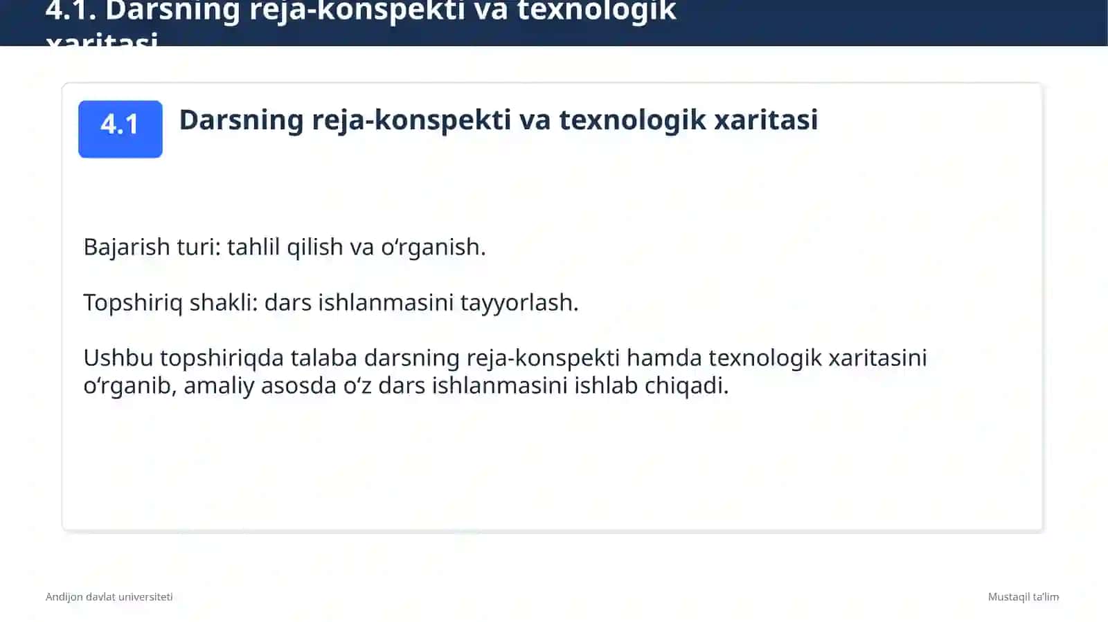 Mustaqil ta’lim topshiriqlari 3