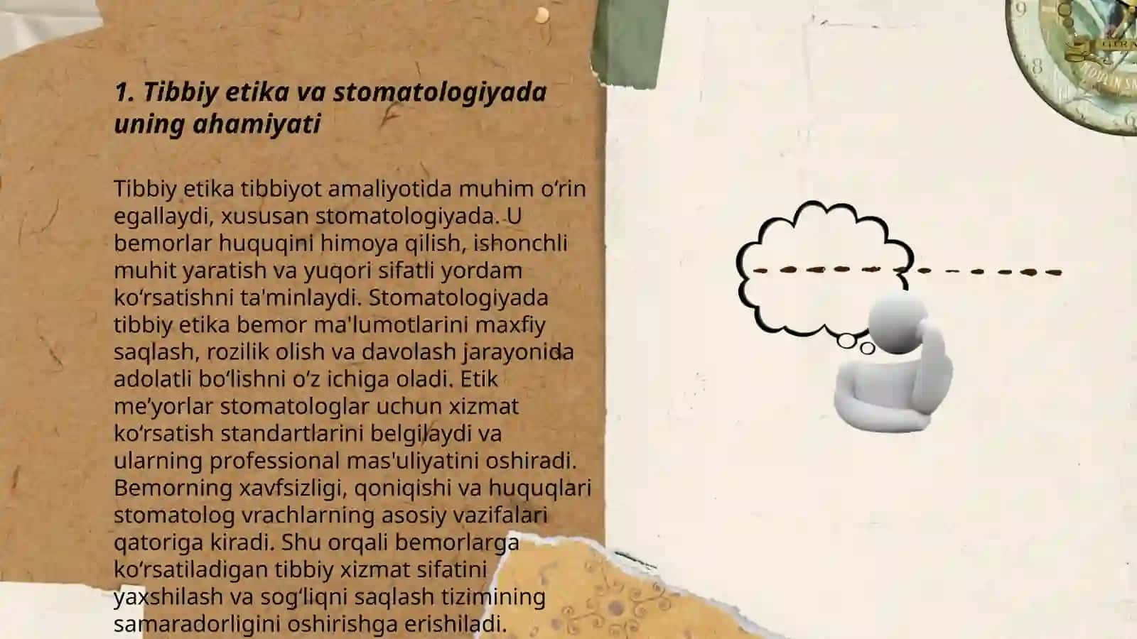 Tibbiy xujjatlar ambulator stomatologik kasallik tarixini to`ldirish Deontologiya va tibbiy etika 3
