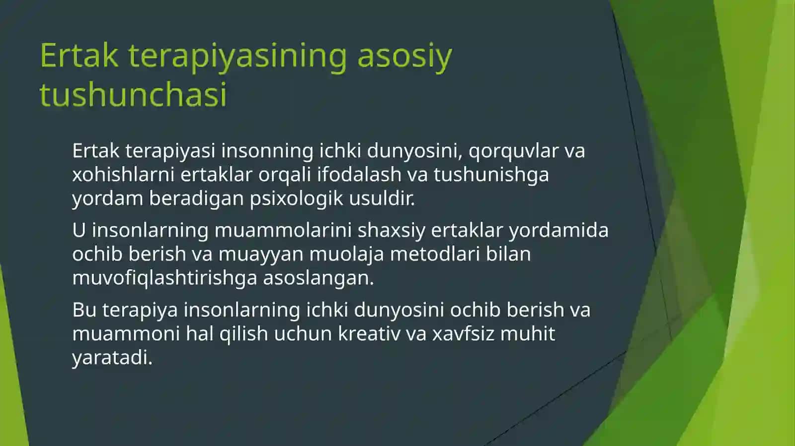 Ertakterapiya“Meningqo’rquvlarimranjishlarimvaxohishlarim” 3