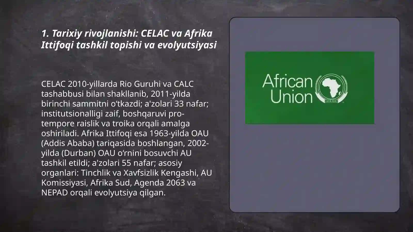 Tarixiy rivojlanishi: CELAC va Afrika Ittifoqi tashkil topishi va evolyutsiyasi 3
