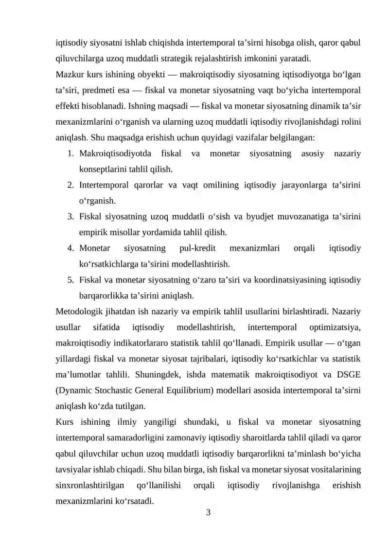 DINAMIK MAKROIQTISODIY SIYOSAT (FISKAL VA MONETAR SIYOSATNING INTERTEMPORAL TASIRI) 3