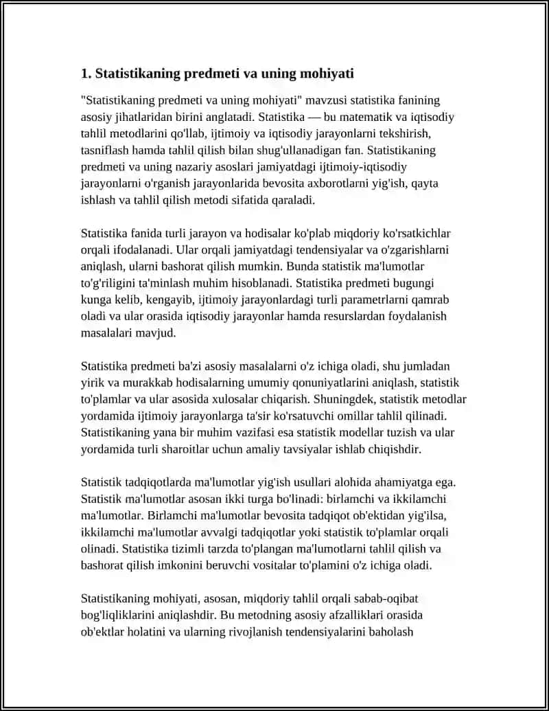 STATISTIKANING PREDMETI, MAQSADI VA VAZIFALARI 3