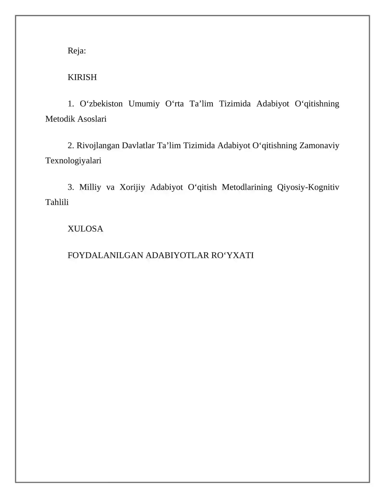 O‘zbekiston o‘rta ta’limida qo‘llanilayotgan adabiyot o‘qitish metodlari bilan chet ellardagi ta’lim texnologiyalarini solishtirib o‘rganish 3