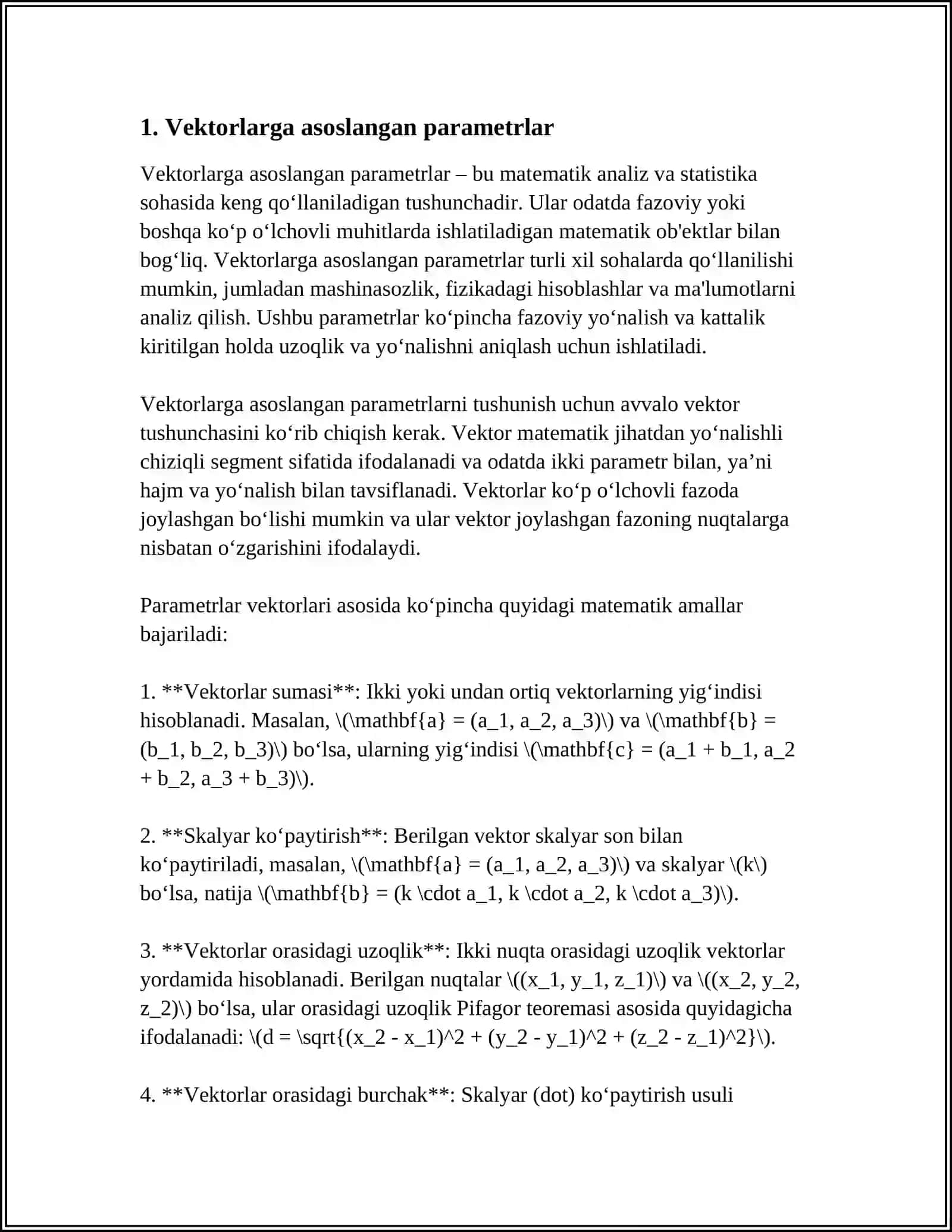 VEKTORLARNI FUNKSIYA PARAMETRLARI SIFATIDA QO‘LLANILISHI. C++ 3