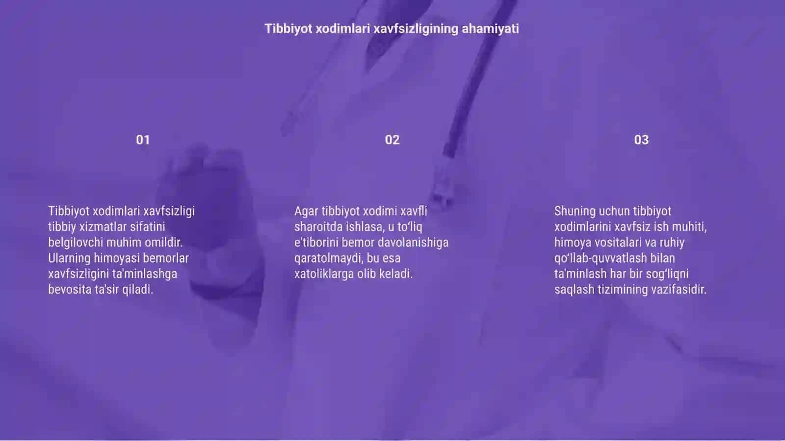 Tibbiyot xodimlari xavfsizligi bemorlar xavfsizligi 3