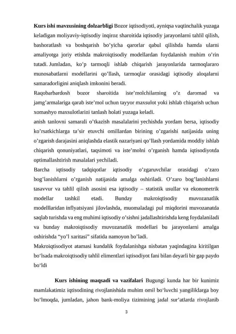 Asosiy makroiqtisodiy modellarning qiyosiy tahlili 3