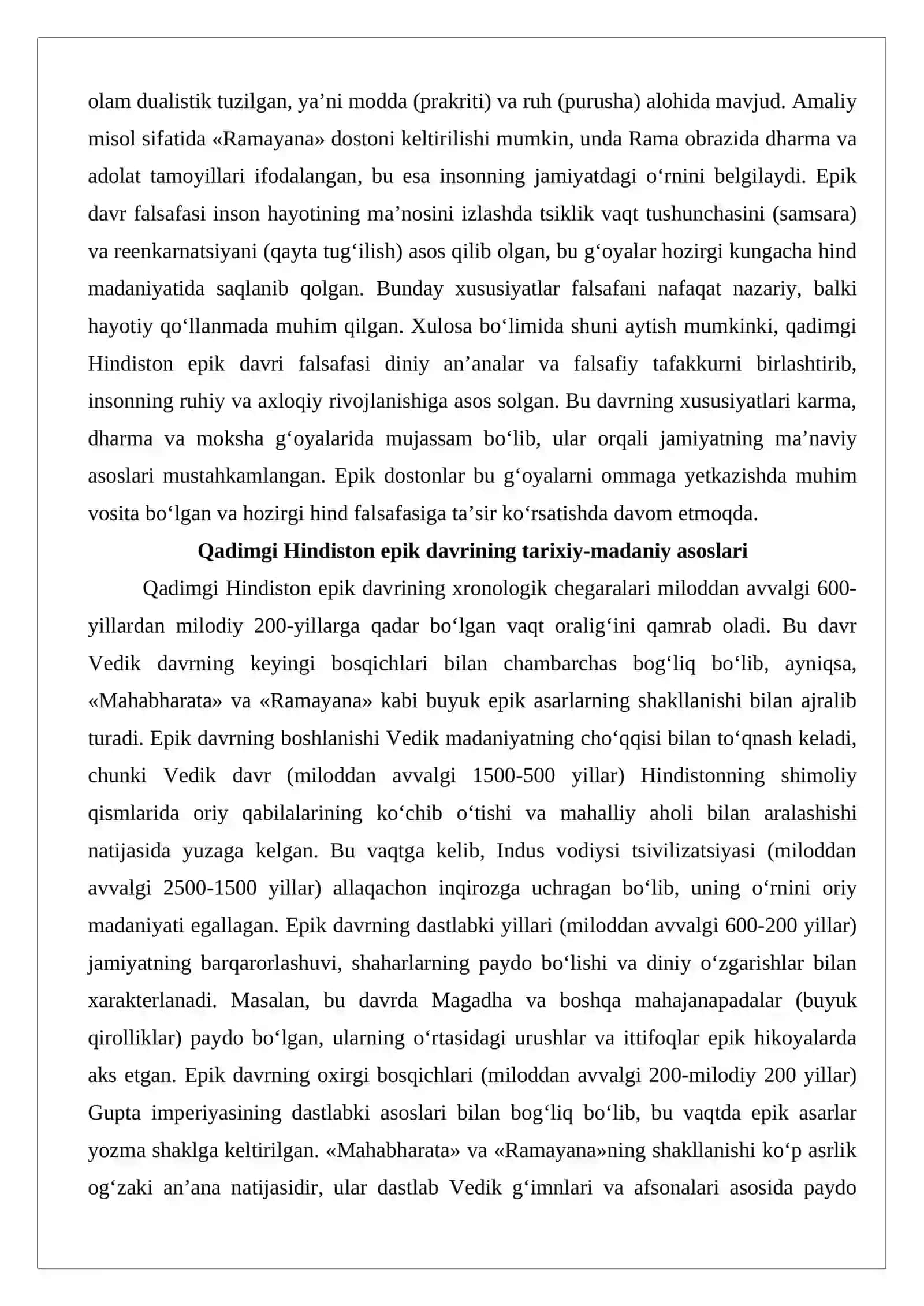 Qadimgi Hindiston epik davri falsafasining xususiyatlari 3