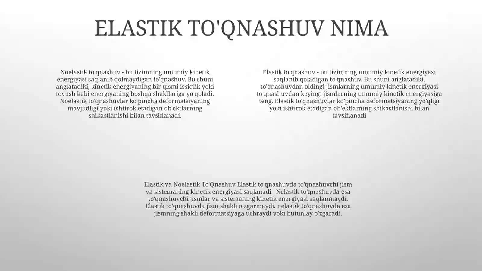 Elastik VaNoelastikTo'Qnashuv 3
