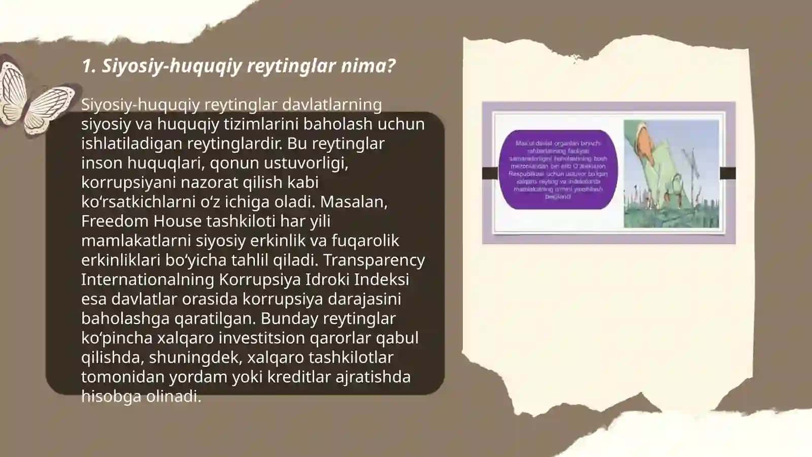 Siyosiy-huquqiy sohadagi ustuvor xalqaro reytinglar va ularga oʻzbekistonning integratsiyalashuvi 3