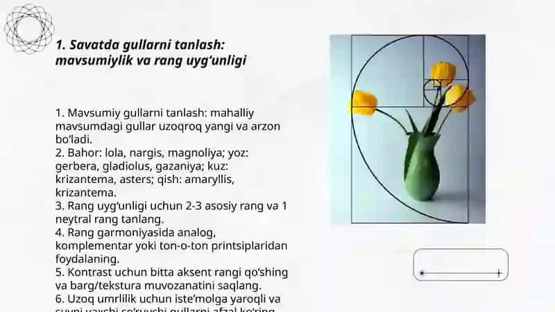 Savatda gullar va kompozitsiya yaratish 3