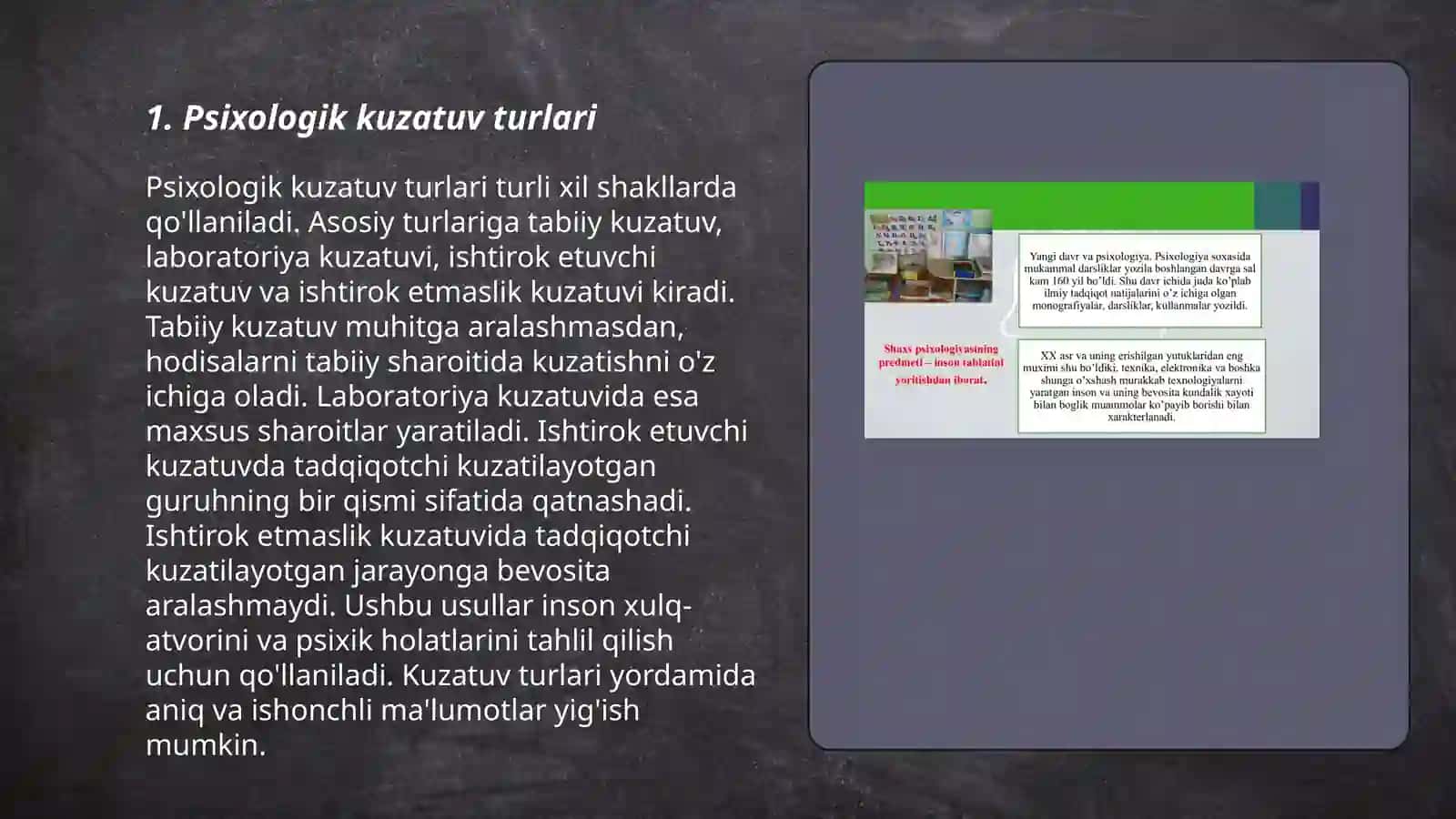 Psixologiyaning tadqiqot metodlari: kuzatish, eksperiment 3