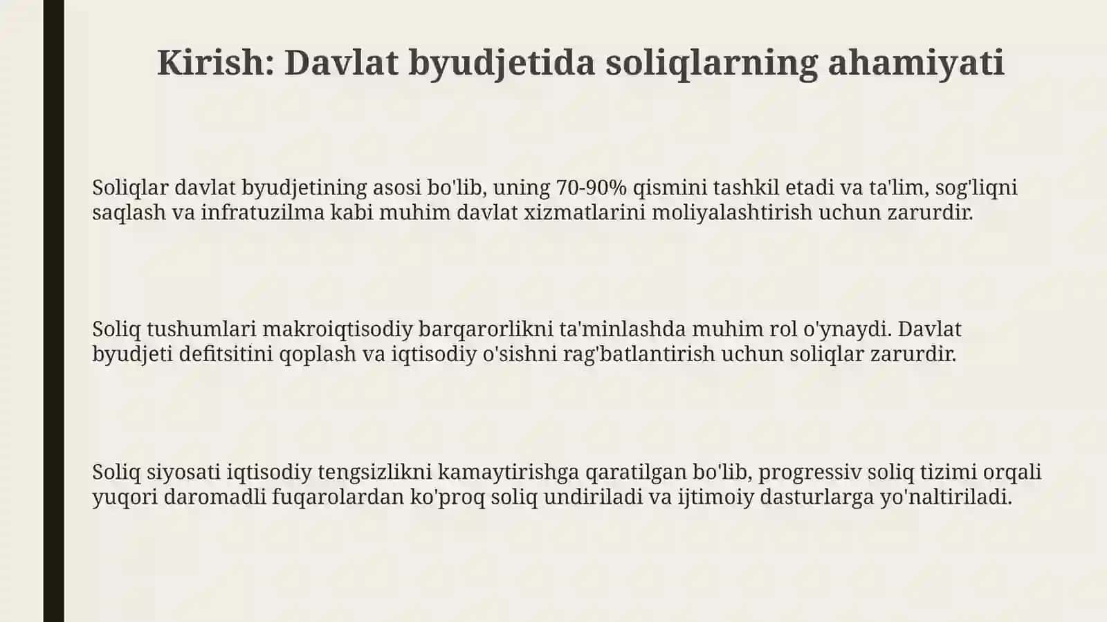 Xalilova Davlat budjetini shakllantirishda soliqlarning ro’li 3