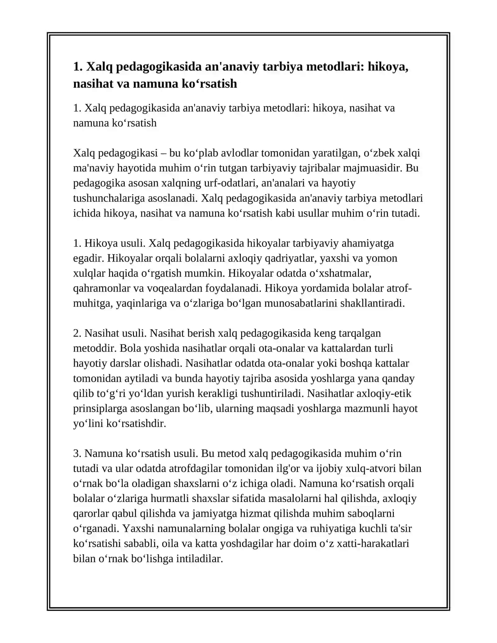 XALQ PEDAGOGIKASIDA QO’LLANILADIGAN TARBIYA METODLARI VA TEXNOLOGIYASI 3