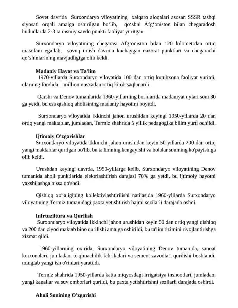 Surxondaryo viloyatining ikkinchi jahon urushidan kiyingi hayoti 3