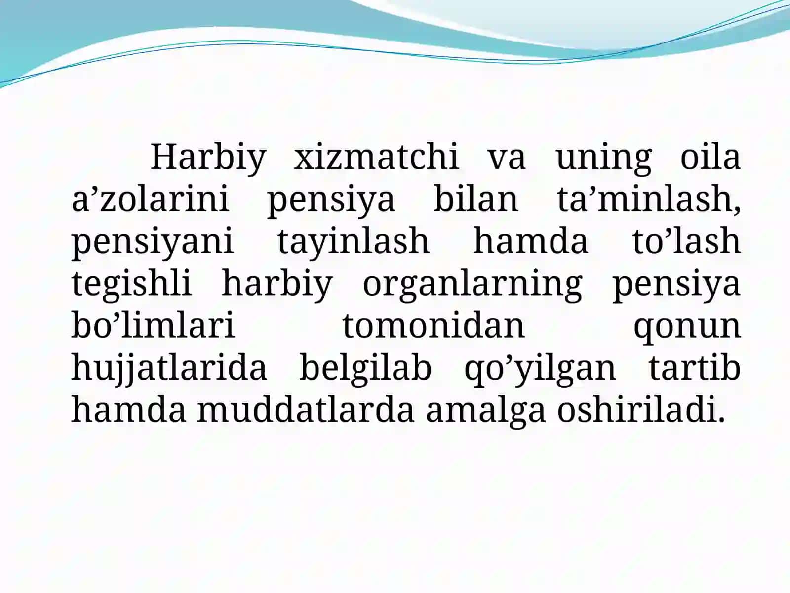 HARBIY XIZMATCHILARGA PENSIYA TAYINLASH VA TO’LASH 3