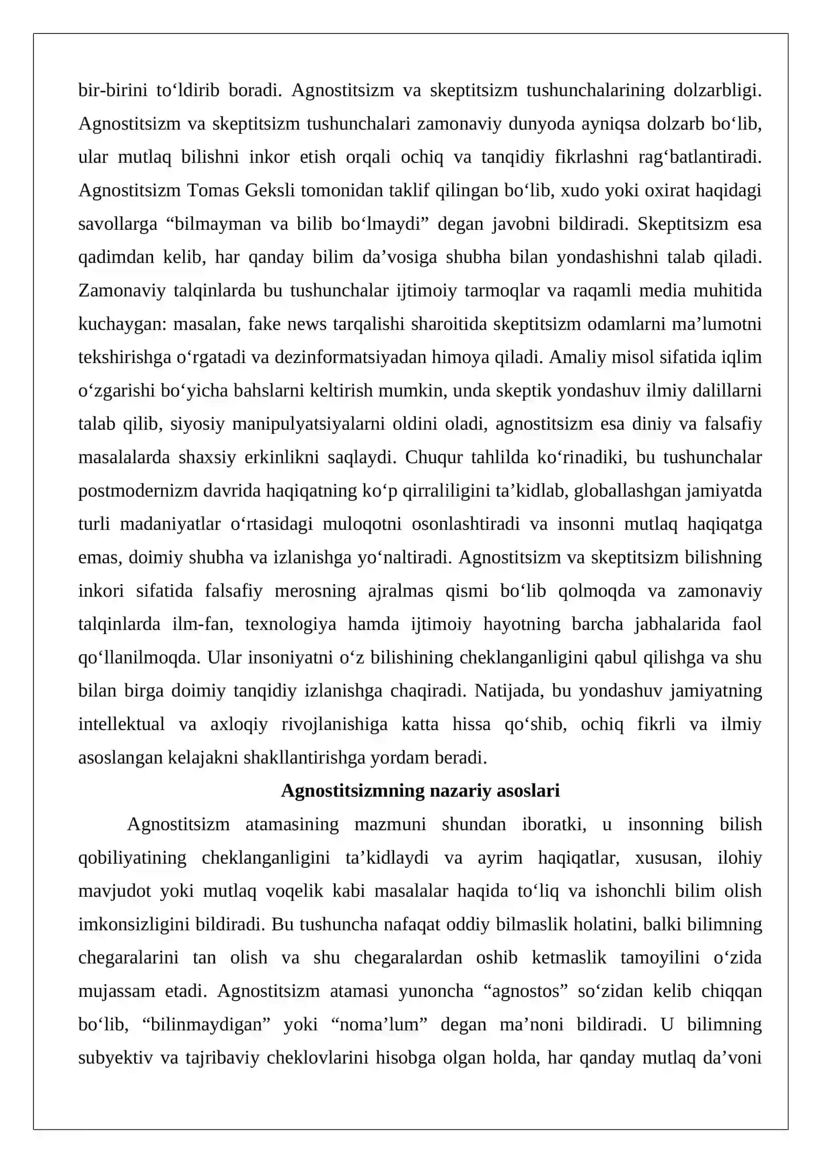 Agnostitsizm va skeptitsizm: bilishning inkori va uning zamonaviy talqini 3
