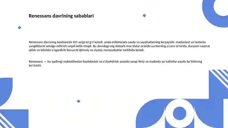 Yevropada Uyg‘onish davri (Renessans) va uning insoniyat tafakkuridagi o‘rni 3