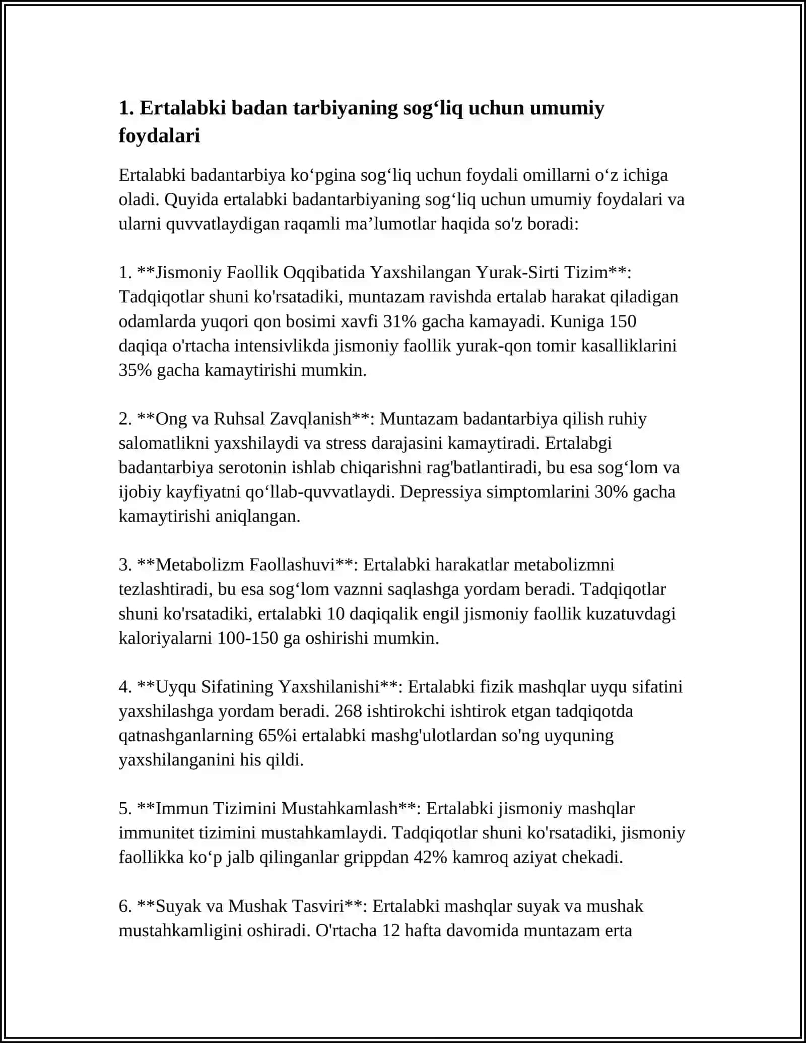 ERTALABKI BADAN TARBIYANI SOG‘LIQ UCHUN FOYDALARI 3