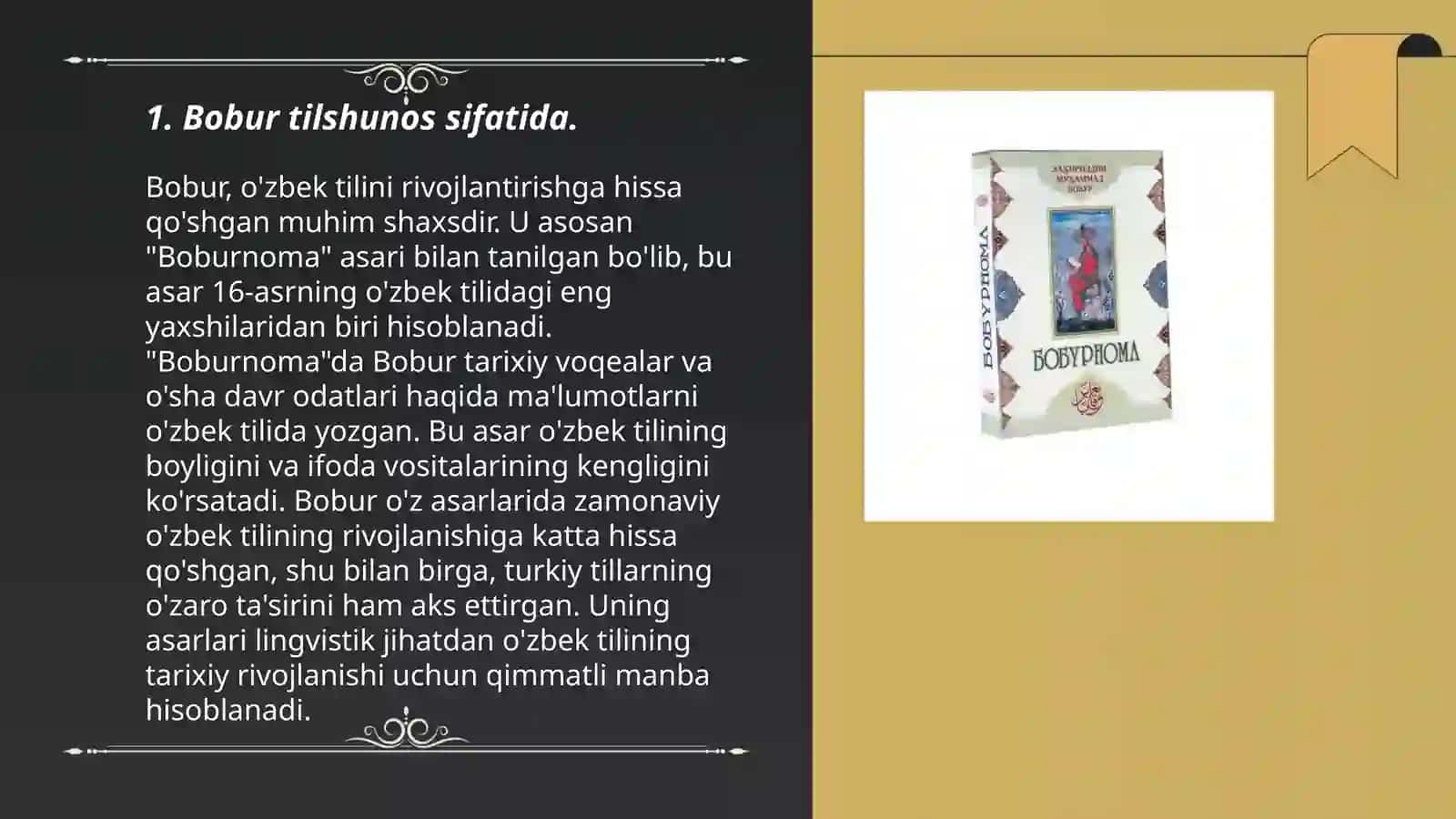 Boburning tilshunoslikka oid qarashlari 3