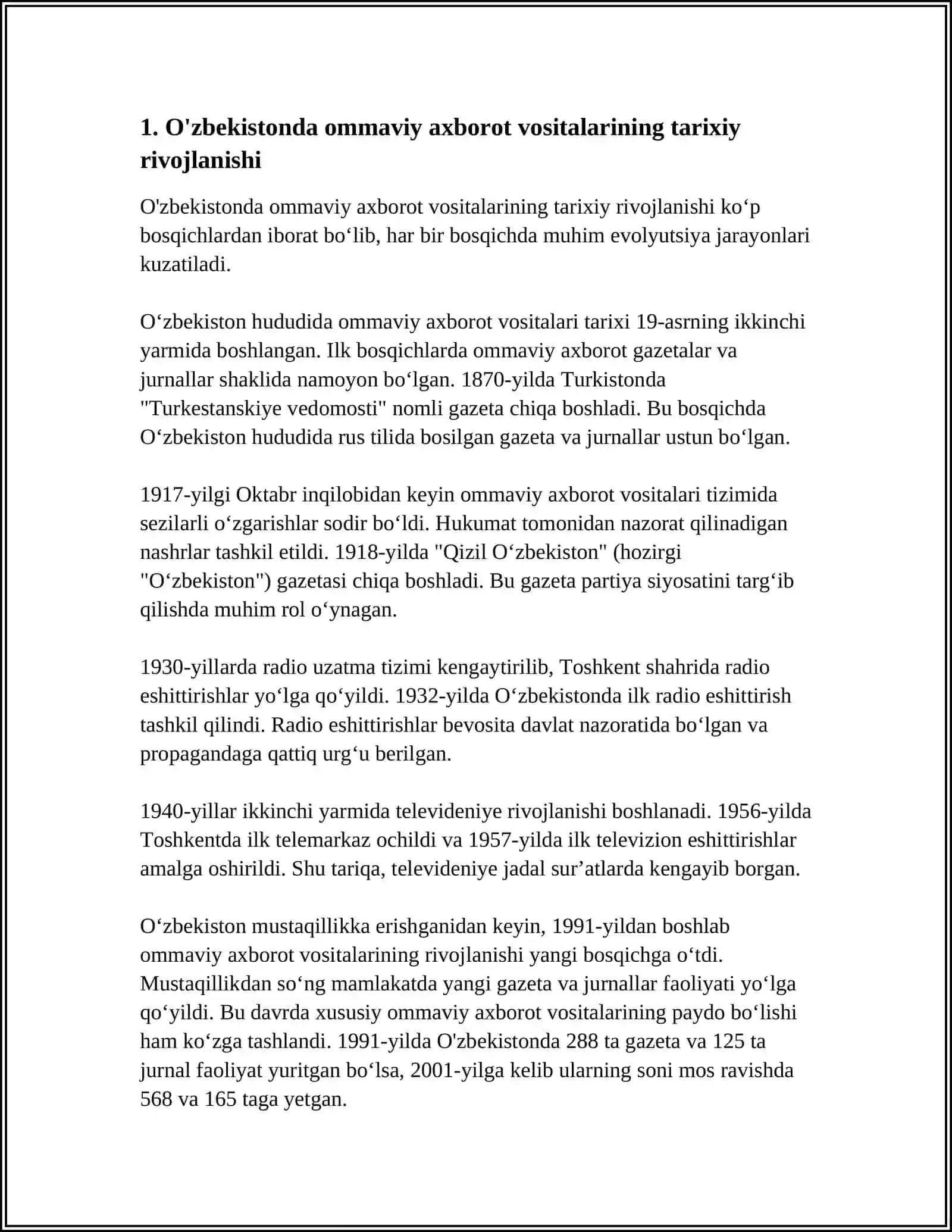 O'ZBEKISTONDA OMMAVIY AXBOROT VOSITALARI FAOLIYATI 3