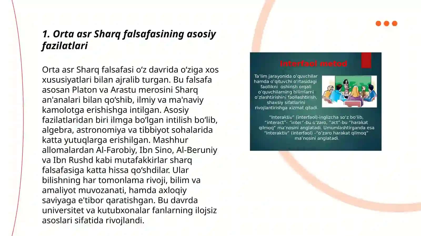Orta asrlarda Sharq falsafiy tafakkurining rivojlanish xususiyatlari 3