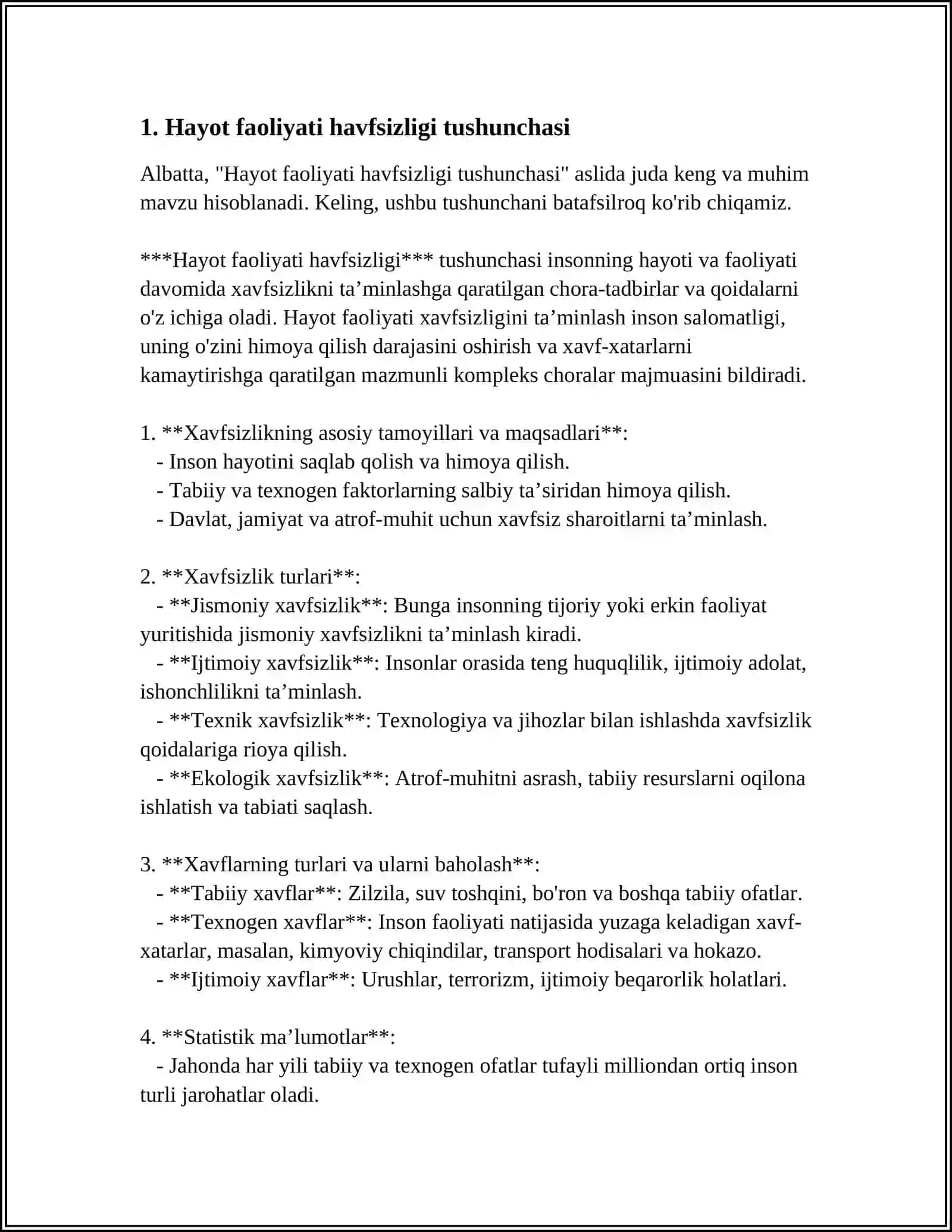 HAYOT FAOLIYATI HAVFSIZLIGI TARKIBIY QISMLARI VA ULARNING TEKSHIRISH OBYEKTLARI 3