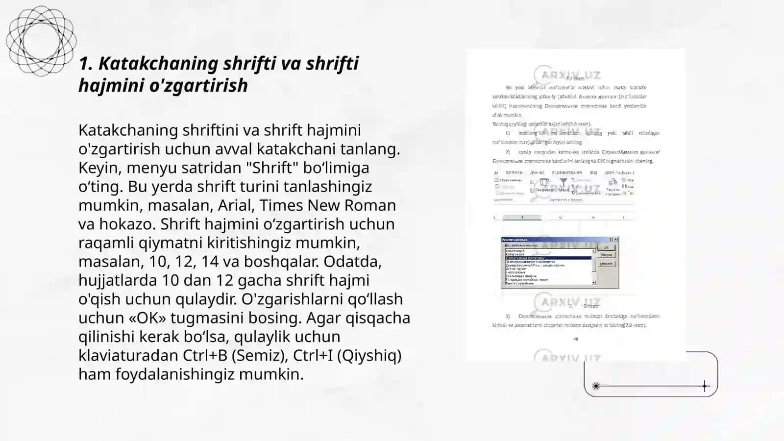 MS Excel dasturida katakchalar format formatlarini o'zgartirish.Avoto'ldirish funksiyasidan foydalanish 3
