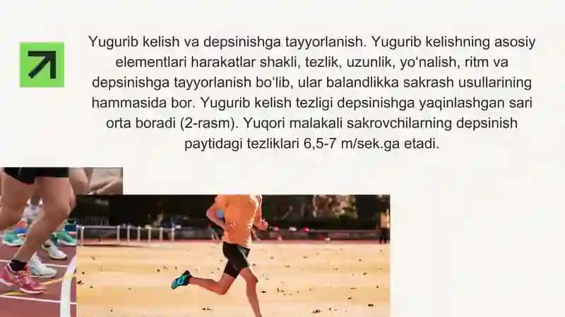 Yugurib kelib balandlikka sakrash texnikasi 3