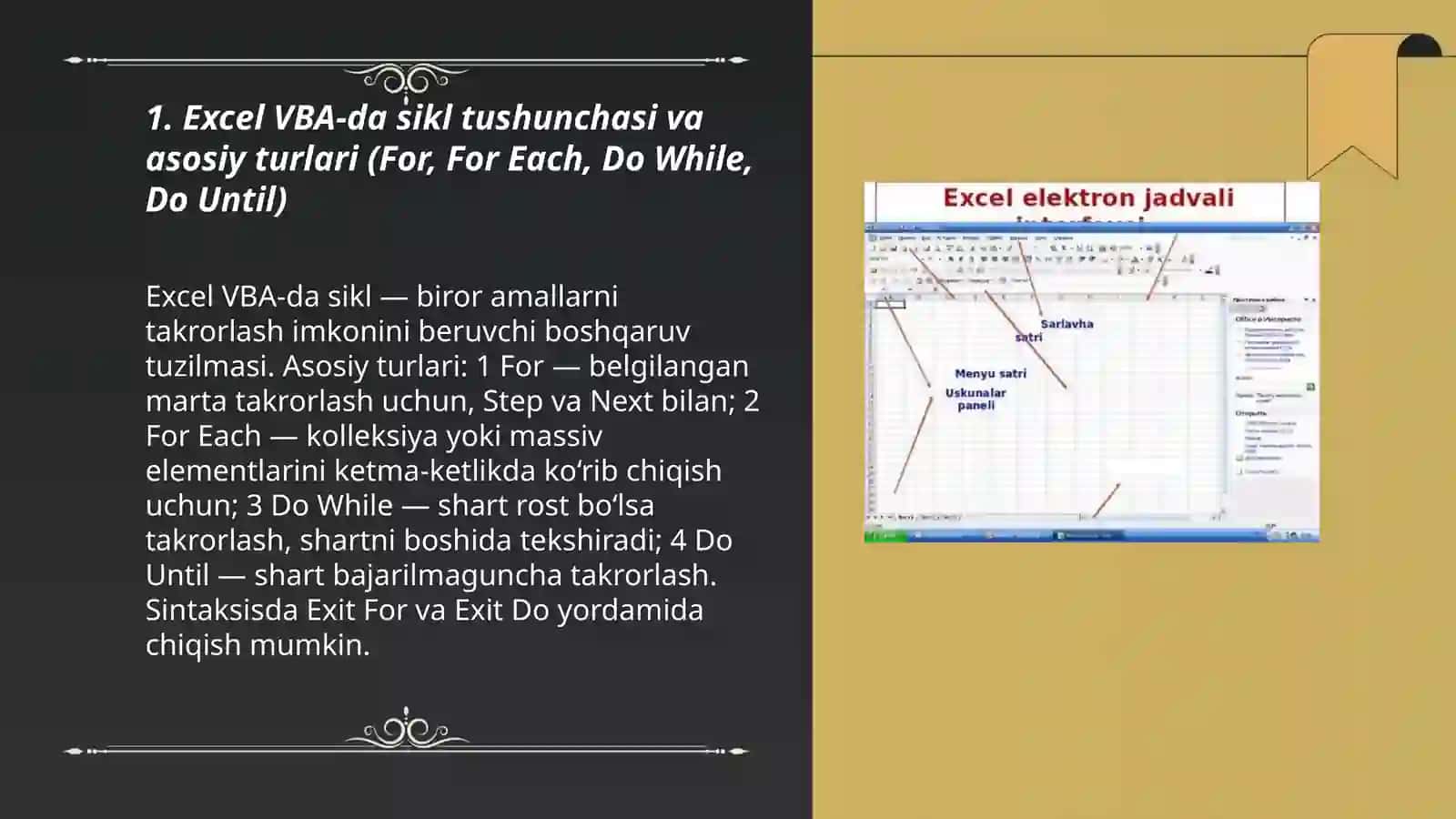 Excel VBA-da sikl tushunchasi va asosiy turlari 3