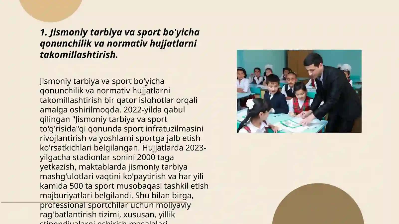 Jismoniy tarbiya va sport sohasini tashkiliy tarkibiy tuzilmasini takomillashtirish 3
