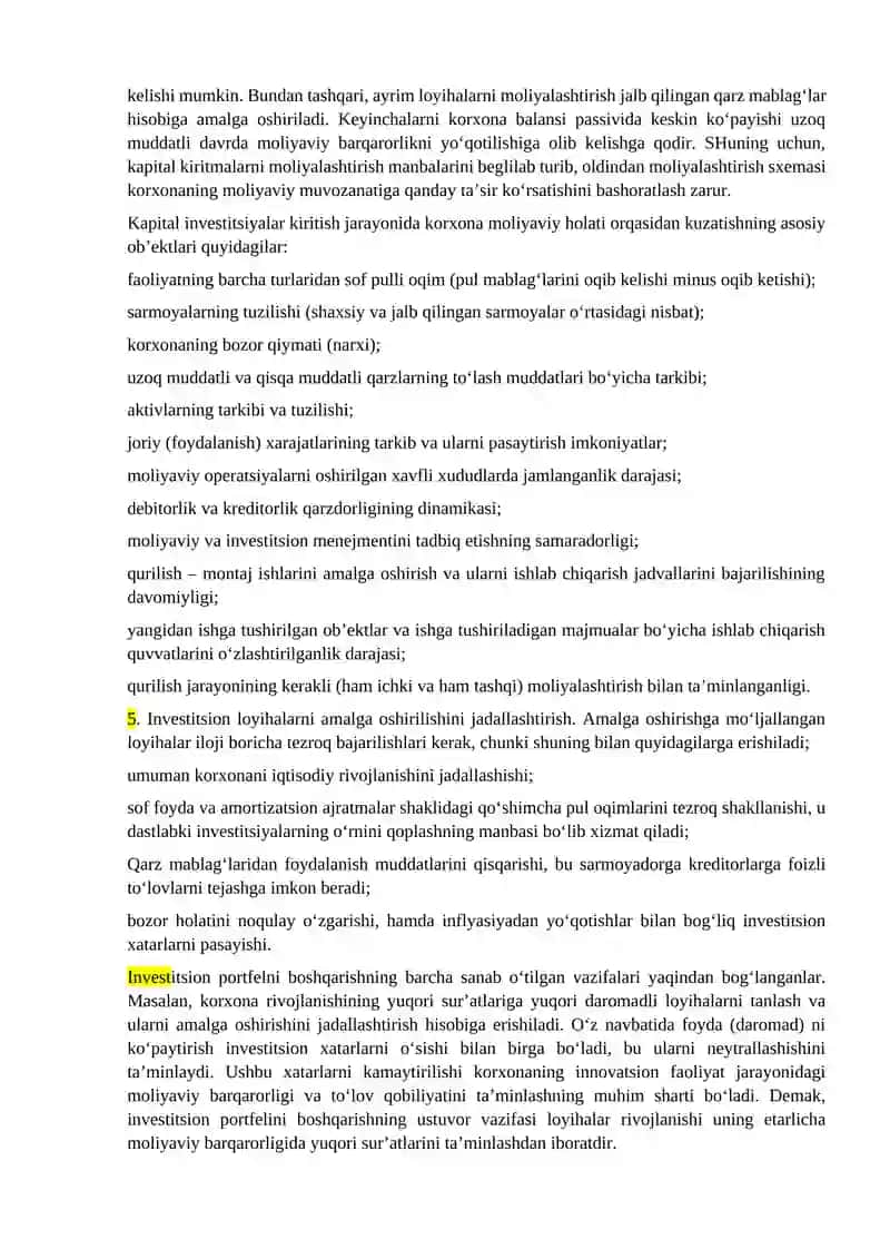KORXONALARDAGI HAQIQIY INVESTITSIYALAR, YANGILIKLAR VA INNOVATSIYALAR PORTFELINI SHAKLLANISHI 3